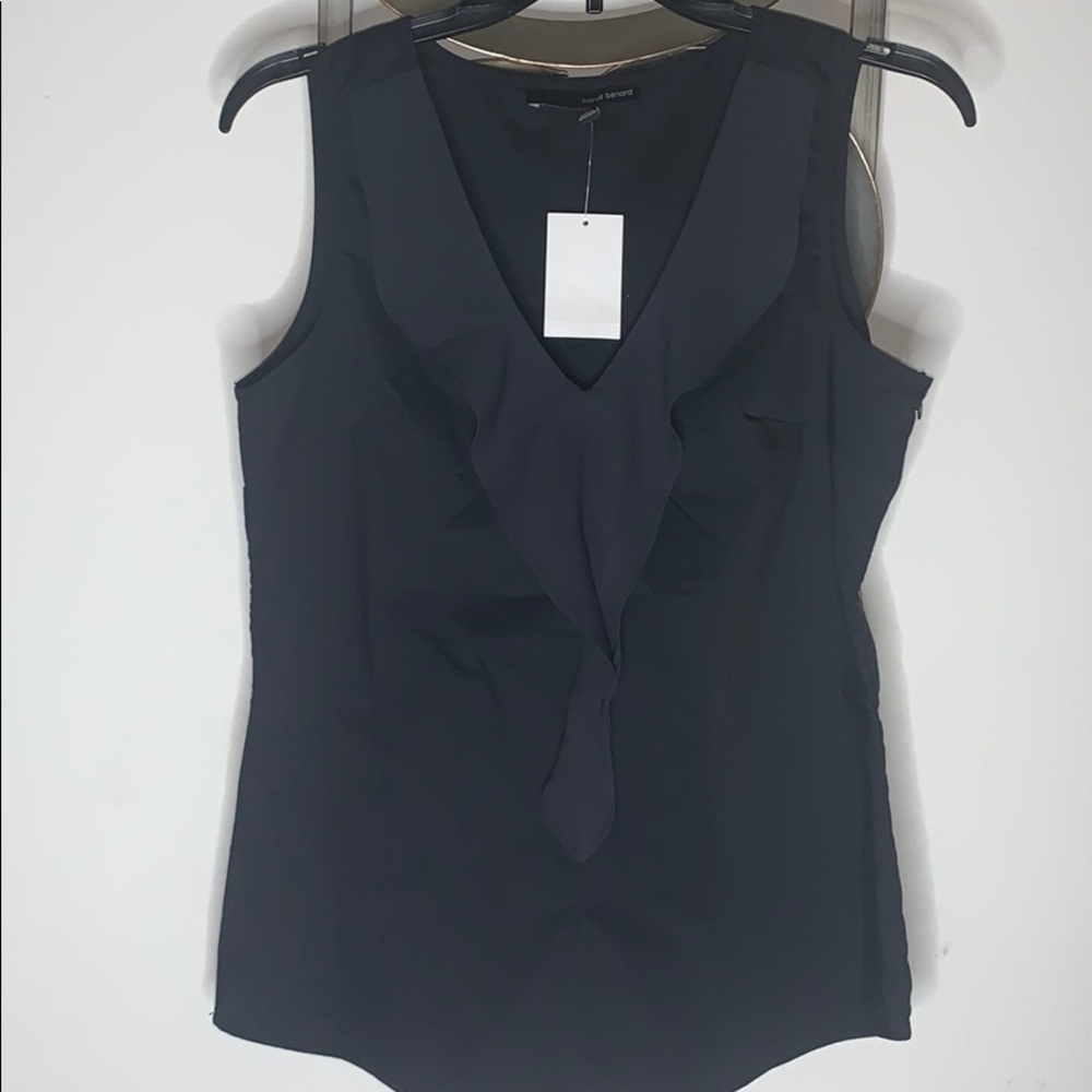 Harvé Bernard Black ruffled sleeves top